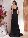 One Shoulder Wrap Hem Formal Dress-MGT537