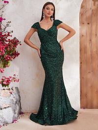 Sweetheart Neck Sequin Mermaid Hem Formal Dress-MGT529