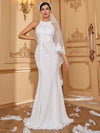 Giffniseti Contrast Flower Embroidered Mesh Mermaid Hem Wedding Dress Without Veil-A075