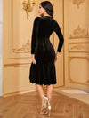 Giffniseti Rhinestone Drape Side Velvet Dress-A102