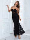 Giffniseti Butterfly Appliques Lace Up Guipure Lace Maxi Cami Prom Dress-JC074