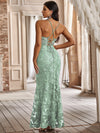 Giffniseti Butterfly Appliques Lace Up Guipure Lace Maxi Cami Prom Dress-JC074