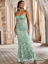 Giffniseti Butterfly Appliques Lace Up Guipure Lace Maxi Cami Prom Dress-JC074