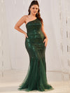 Plus One Shoulder Sequins Prom Dress-FP095