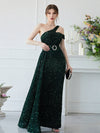 Giffniseti One Shoulder Draped Detail Sequin Party Dress With Belt-A633