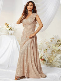 One Shoulder Sequins Prom Dress-MGT374