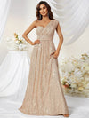 One Shoulder Sequins Prom Dress-MGT374