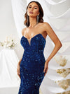 Sequin Insert Mermaid Hem Tube Formal Dress-SSN140