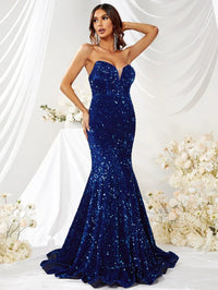 Sequin Insert Mermaid Hem Tube Formal Dress-SSN140