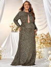 Plus Cut Out Front Sequin Formal Dress-FPD010-1