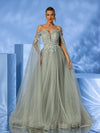 Giffniset Pleated & Layered Mesh  Ball Gown Formal Evening Dress-SSM010