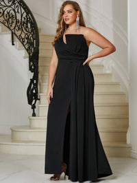 Giffniseti Plus One Shoulder Ruched Wrap Hem Formal Dress-FMGT537