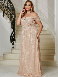 Giffniseti Plus Off Shoulder Sequin Formal Dress-FMGT523-1