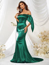 Off Shoulder Mermaid Hem Satin Formal Dress-MGW299