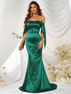 Off Shoulder Mermaid Hem Satin Formal Dress-MGW299