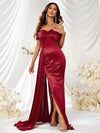 Off Shoulder Zip Back Satin Formal Dress-MGW325