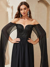 Off Shoulder Contrast Sequin Mesh Formal Dress-SSN061