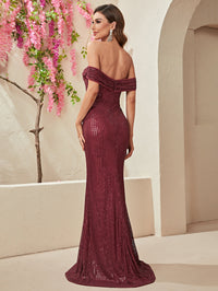 Off Shoulder Sequin Formal Dress-SS341