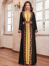 Giffniseti Ladies' Geometric Pattern Long Sleeve Abaya And Sleeveless Dress Set-MG1168