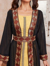 Giffniseti Ladies' Geometric Pattern Long Sleeve Abaya And Sleeveless Dress Set-MG1168