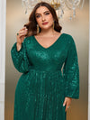 Giffniseti Plus Lantern Sleeve Sequin Formal Dress-FMG690