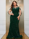 Giffniseti Plus Contrast Mesh Sequin Formal Dress-FSST2087