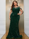 Giffniseti Plus Contrast Mesh Sequin Formal Dress-FSST2087