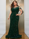 Giffniseti Plus Contrast Mesh Sequin Formal Dress-FSST2087