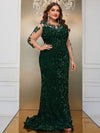 Giffniseti Plus Contrast Mesh Sequin Formal Dress-FSST2087