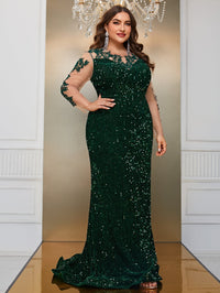 Giffniseti Plus Contrast Mesh Sequin Formal Dress-FSST2087