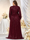 Plus Split Sleeve Sequin Formal Dress-FMGN313-2