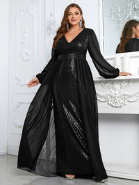 Giffniseti Plus Lantern Sleeve Sequin Dress-FMGT754-1