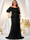 Plus Off Shoulder Ruched Sequin Formal Dress-FMGW462-1