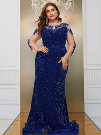 Giffniseti Plus Contrast Mesh Sequin Formal Dress-FSST2087-1