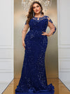 Giffniseti Plus Contrast Mesh Sequin Formal Dress-FSST2087-1