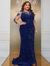 Giffniseti Plus Contrast Mesh Sequin Formal Dress-FSST2087-1