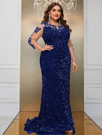 Giffniseti Plus Contrast Mesh Sequin Formal Dress-FSST2087-1