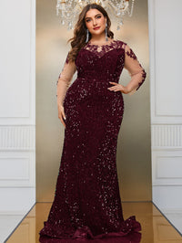 Giffniseti Plus Contrast Mesh Sequin Formal Dress-FSST2087-2