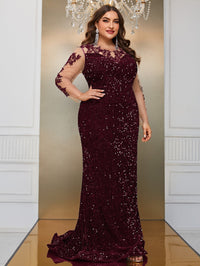 Giffniseti Plus Contrast Mesh Sequin Formal Dress-FSST2087-2