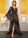 Giffniseti One Shoulder Split Thigh Sequin Prom Dress-MG979