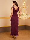 Giffniseti Contrast Sequin Fringe Trim Formal Dress-MGT656-2