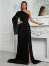 Giffniseti One Shoulder Split Thigh Sequin Formal Dress-SSL6147-2