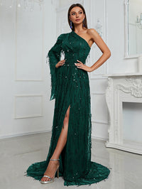 Giffniseti One Shoulder Split Thigh Sequin Formal Dress-SSL6147-4