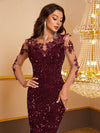 Giffniseti Contrast Mesh Appliques Sequins Mermaid Hem Formal Dress-SST2087-3