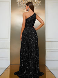 Giffniseti One Shoulder Split Thigh Sequin Formal Dress-SSW4032-1