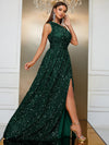 Giffniseti One Shoulder Split Thigh Sequin Formal Dress-SSW4032-6