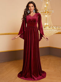 Giffniseti Cloak Sleeve Velvet Formal Dress-SSN269