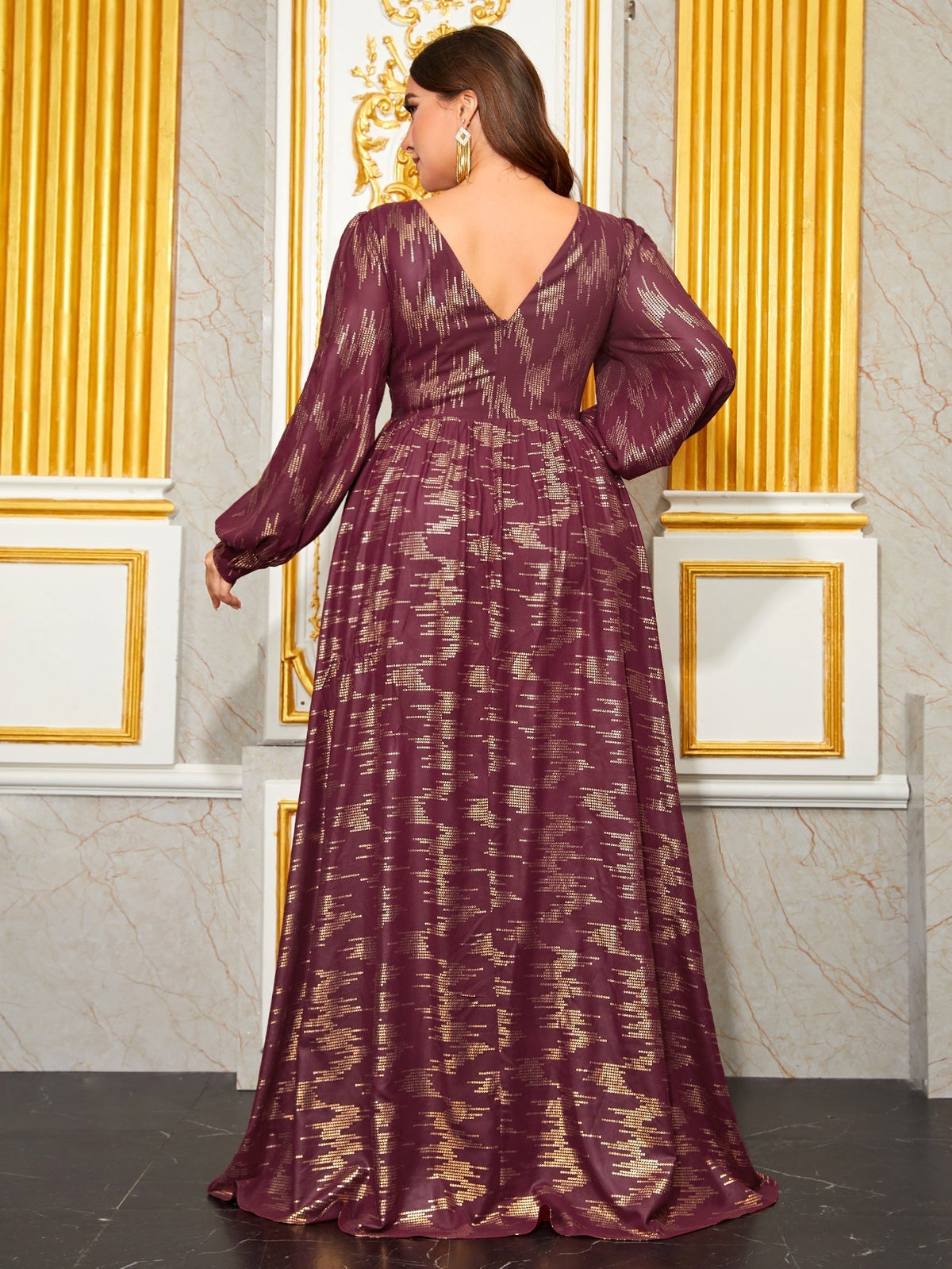 Giffniseti Plus Lantern Sleeve Formal Dress-FGLT20028