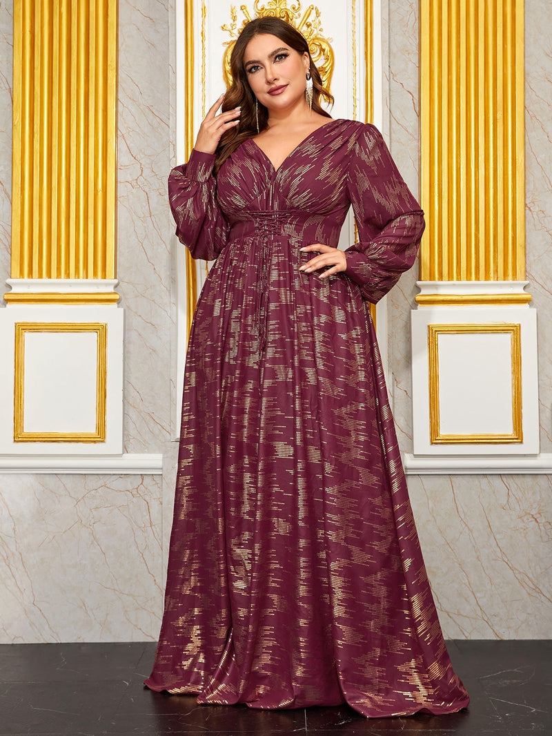 Giffniseti Plus Lantern Sleeve Formal Dress-FGLT20028