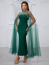 Giffniseti Women'S Banquet Evening Dress Half-High Neckline With Beaded Rhinestones, Dress-SSN261-1